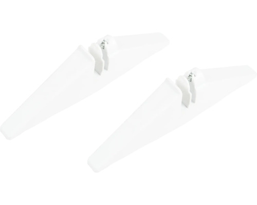 Twee witte kunststof raamgrepen