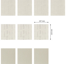 Elf schuurvellen met afmetingen van 107 mm bij 115 mm.