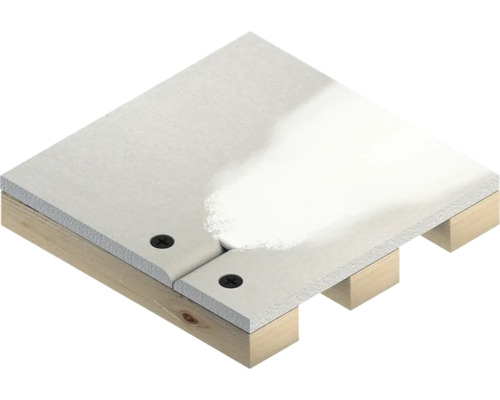 Verbinding van twee gipsplaten op een houten constructie