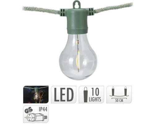 Verlichting LED warm wit 10 lampen touw groen