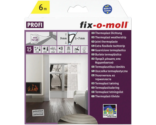 FIX-O-MOLL Profi extra flexibele tochtband zelfklevend transparant 9 mm x 6 m