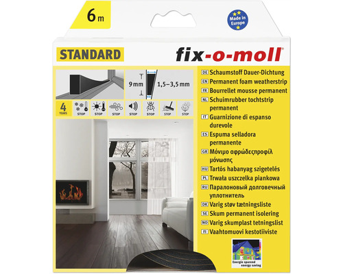 Fix-o-moll Standard schuimrubberen afdichting, 6 meter