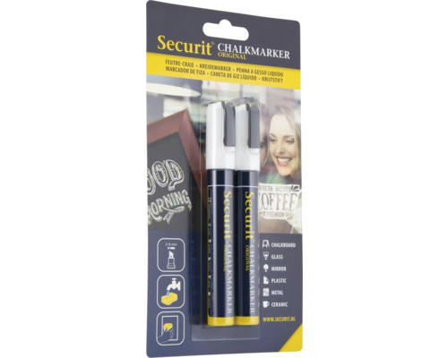 Securit krijtstiften in een set van twee, geschikt voor schoolbord, glas, spiegel, kunststof, metaal en keramiek