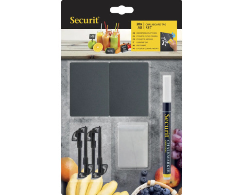 Securit krijtbord set A8 met krijtstift en accessoires