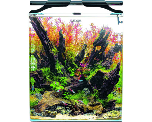 AQUAEL Aquariumcombinatie Optibent 70 L wit met LED verlichting, verwarming en binnenfilter 39x39x45 cm