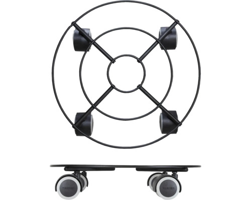 Plantenroller van metaal met wielen