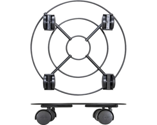 Plantenroller van metaal met vier wielen