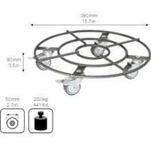 Stalen rolonderzetter met vier wielen, diameter 380 mm
