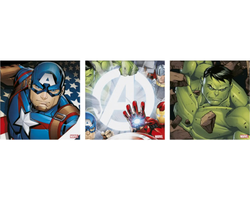 MARVEL Schilderij canvas Avengers 30x30 cm set van 3