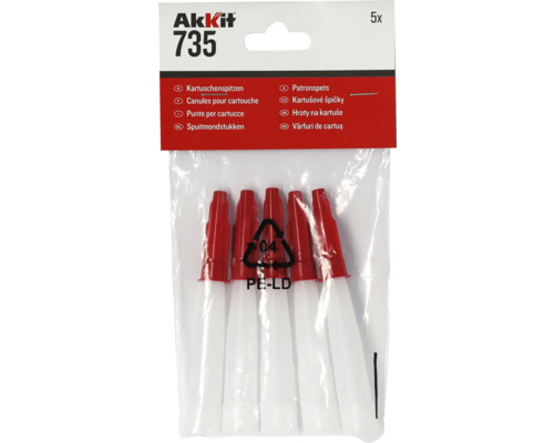 AKKIT 735 Spuitmondset met sluiting, 5 stuks Akkit 735 patroonpunten, 5 stuks in een set