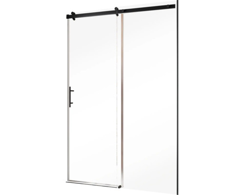 Glazen schuifdeur met zwarte ophanging voor de douche