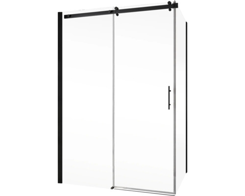 Hoekdouche met schuifdeur en zwart frame