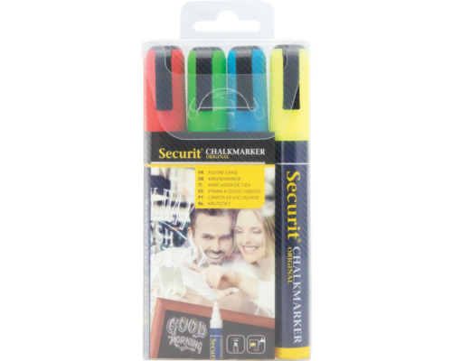 Securit krijtstiftenset met vier stiften in verpakking
