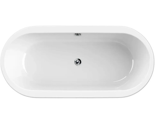 Vrijstaand bad met ovale vorm en afvoer in het midden