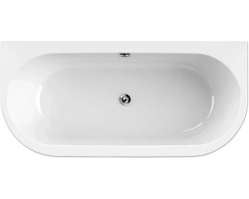 Bovenaanzicht van een ligbad met afvoergarnituur