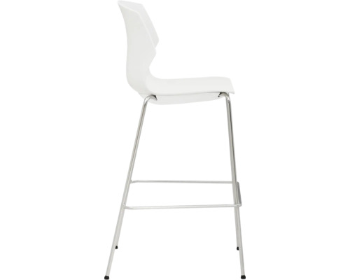 Witte barkruk met metalen voet, zijaanzicht