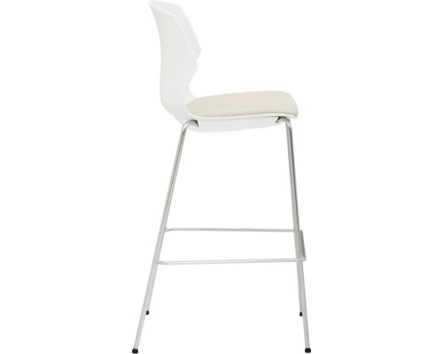 Barhocker met kunststof zitting, gestoffeerde zitting en metalen frame