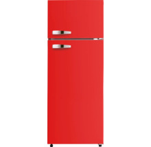 Rode koelkast met twee deuren en handgrepen