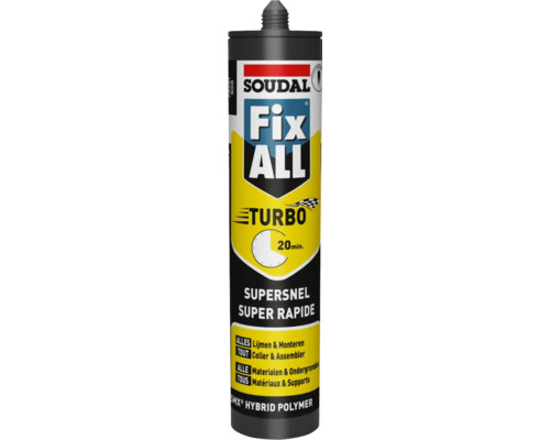 SOUDAL Fix All Turbo zwart kitkoker 290 ml Soudal Fix All Turbo lijm- en afdichtingspatroon