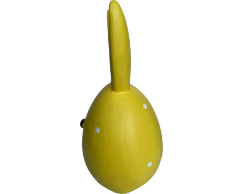 Geel paashaasfiguur met witte stippen als decoratie
