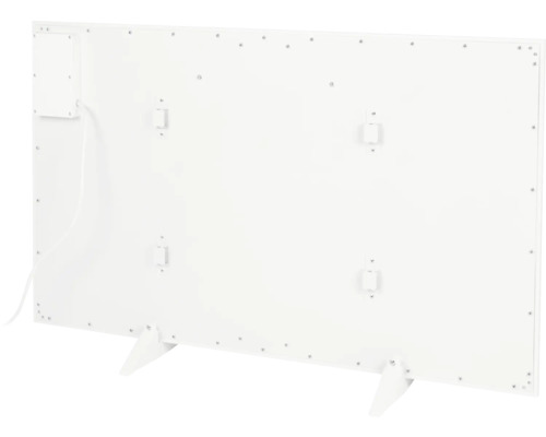 Achteraanzicht van een verwarmingspaneel met standvoeten