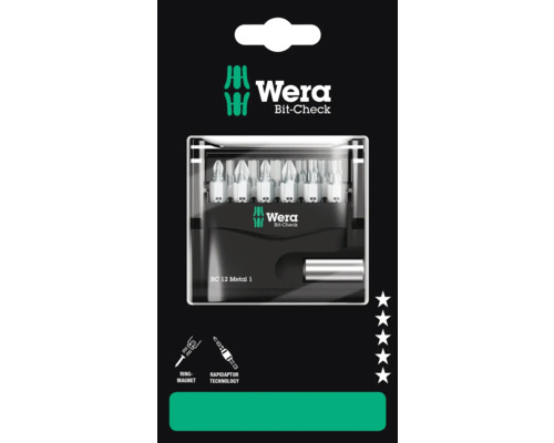 WERA Bitset Bit-Check 12 Metal 1 SB, 12‑delig