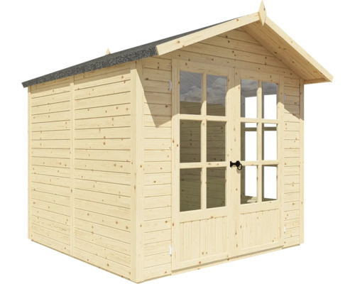 Houten tuinhuis met dubbele deur en ramen