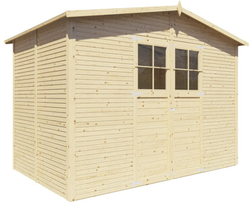 Houten tuinhuis met dubbele deur en ramen