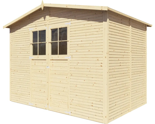 Houten tuinhuis met dubbele deur en ramen