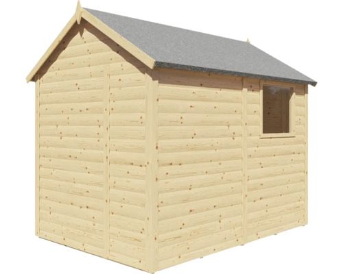 Houten tuinhuis met raam en dakleer
