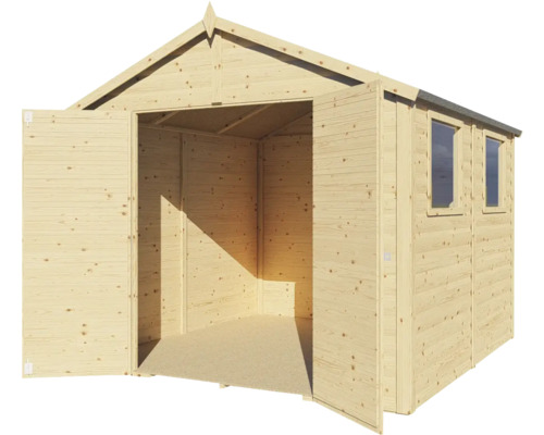 Houten tuinhuis met dubbele deur en ramen
