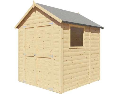 Houten tuinhuis met raam en dubbele deur