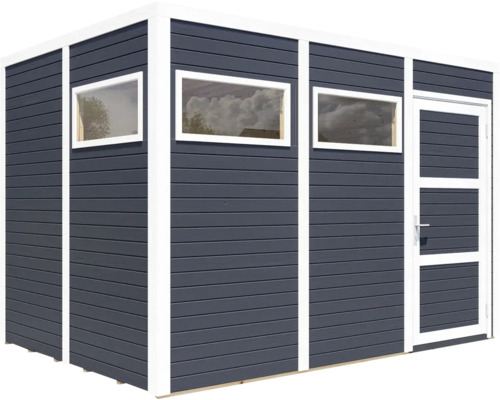 Houten tuinhuis met ramen en deur