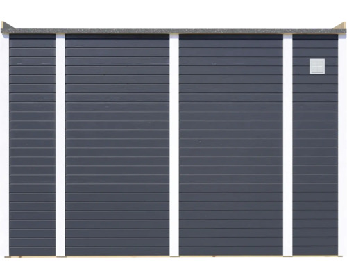 Houten tuinhuiswand met ventilatierooster