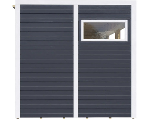 Wand van een tuinhuis met raam