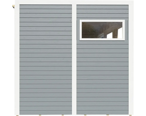 Wand van een tuinhuis met raam