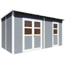 Houten tuinhuis met dubbele deur en enkele deur