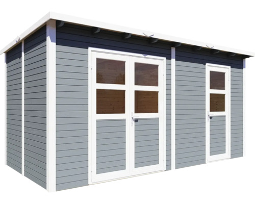 Houten tuinhuis met dubbele deur en enkele deur