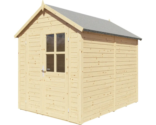 Houten tuinhuis met raam en zadeldak