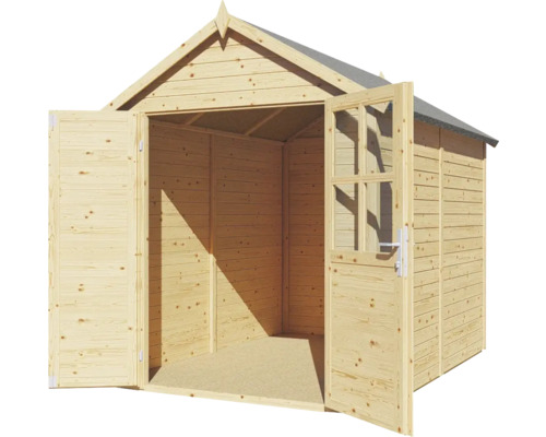 Houten tuinhuis met dubbele deur en ramen