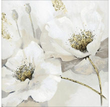 Schilderij met witte bloemen en gouden accenten