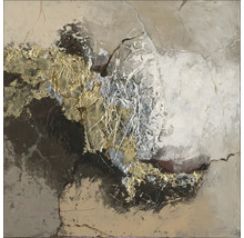 Abstract schilderij met gouden en zilveren accenten