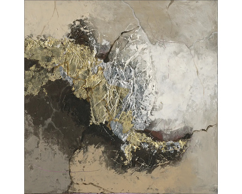 Abstract schilderij met gouden en zilveren accenten