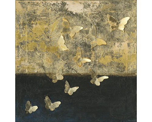 Decoratief schilderij met gouden vlinders op canvas