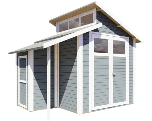 Tuinhuis met dubbele deur en zijdeur van hout