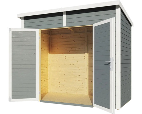 Open houten tuinhuis met dubbele deur