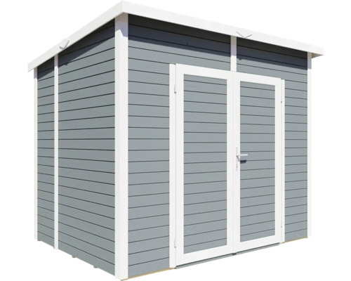 Tuinhuis met dubbele deur en horizontale houten bekleding