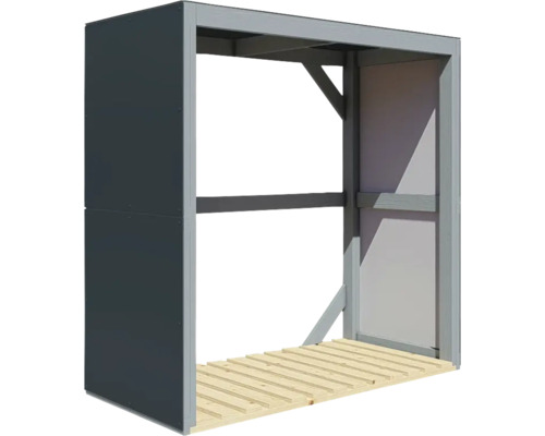 Houtopslag met bodemplaat en zijwand