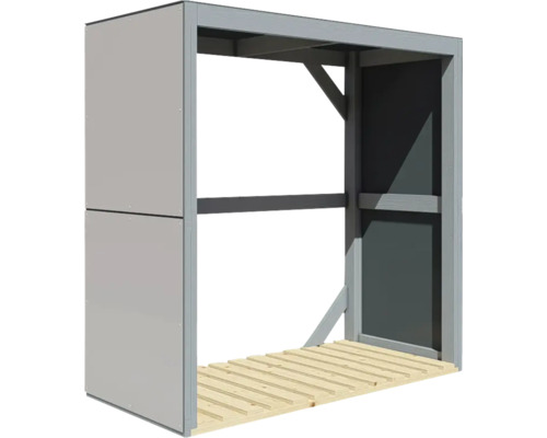 Houtopslag met bodem en achterwand voor het opslaan van brandhout buitenshuis