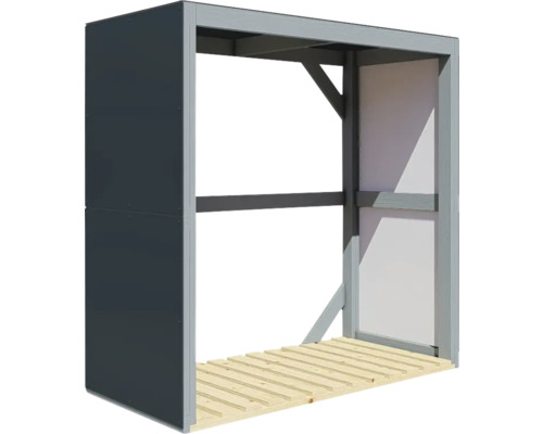 Houtopslagrek met achterwand en bodem